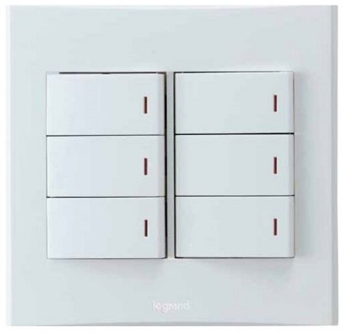 Выключатель с подсветкой без рамки Legrand Anam Zunis 6-кл. белый картинка